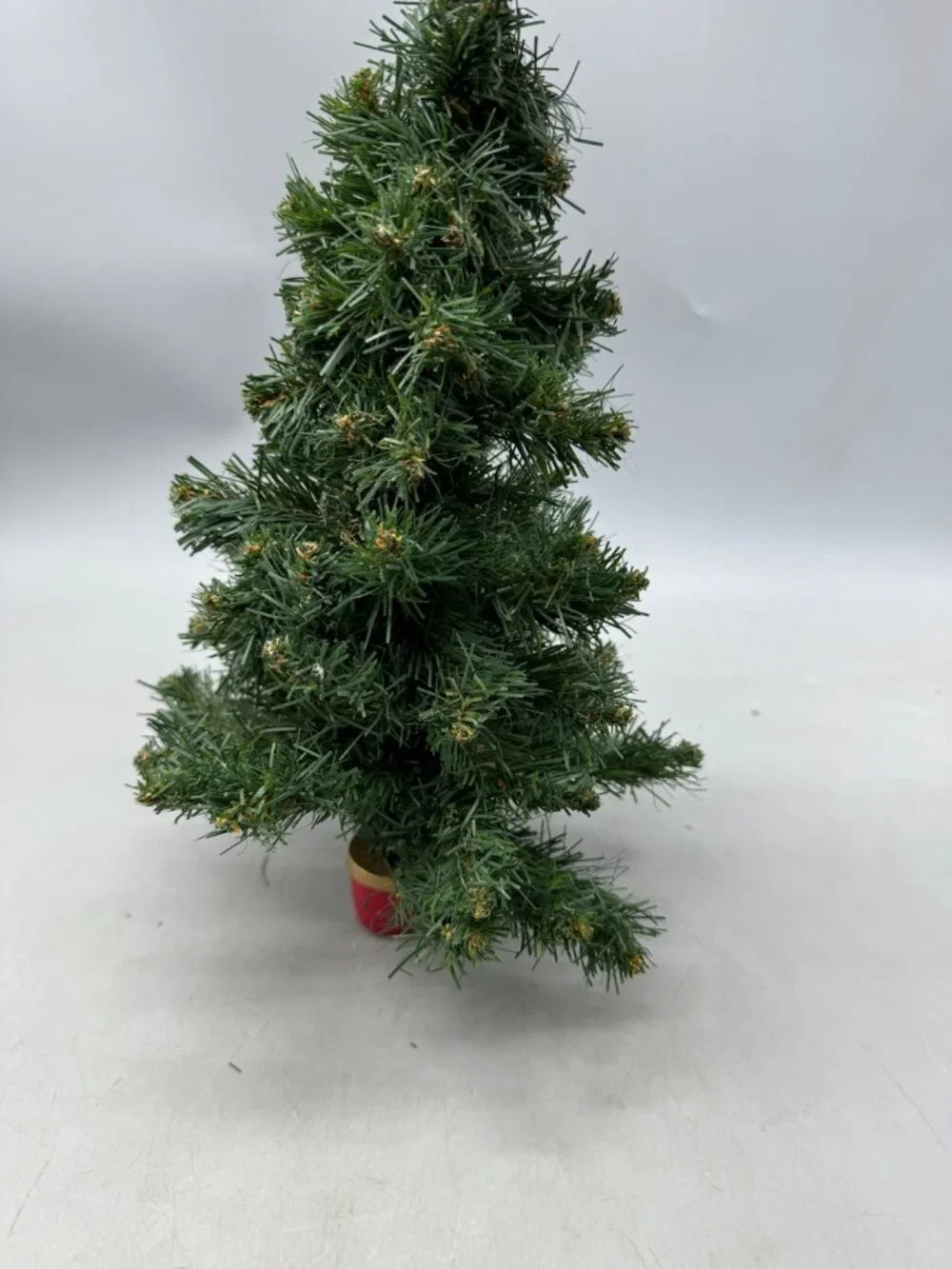 Artificial Mini Christmas Tree With Red Base - 13 Inches Tall READ